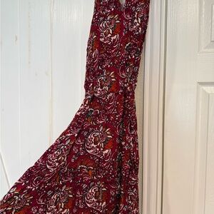 Floral Red and White Dress